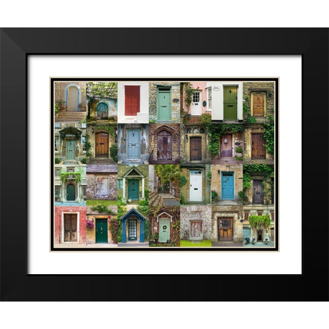 Collage of old doors Black Modern Wood Framed Art Print with Double Matting by Frank, Assaf