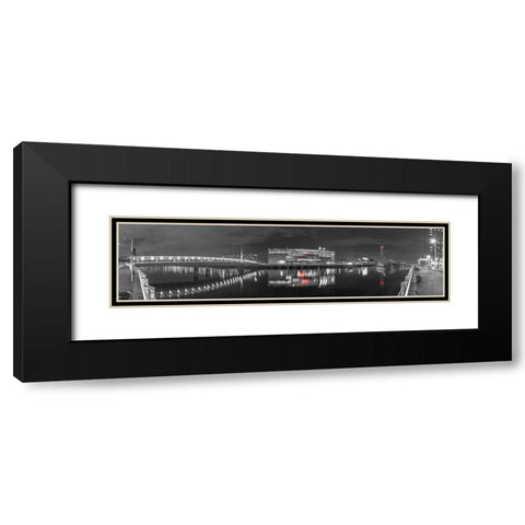 View along the river Clyde at night, Glasgow Black Modern Wood Framed Art Print with Double Matting by Frank, Assaf