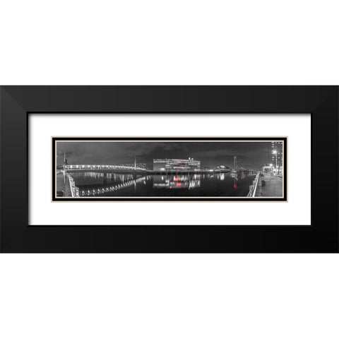 View along the river Clyde at night, Glasgow Black Modern Wood Framed Art Print with Double Matting by Frank, Assaf
