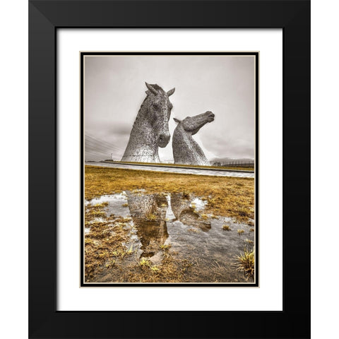 The kelpies horse statue at the Helix park in Falkirk -Scotland Black Modern Wood Framed Art Print with Double Matting by Frank, Assaf