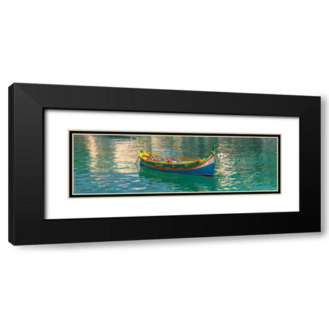 Colorful Maltese boats in St Julians bay, Malta Black Modern Wood Framed Art Print with Double Matting by Frank, Assaf