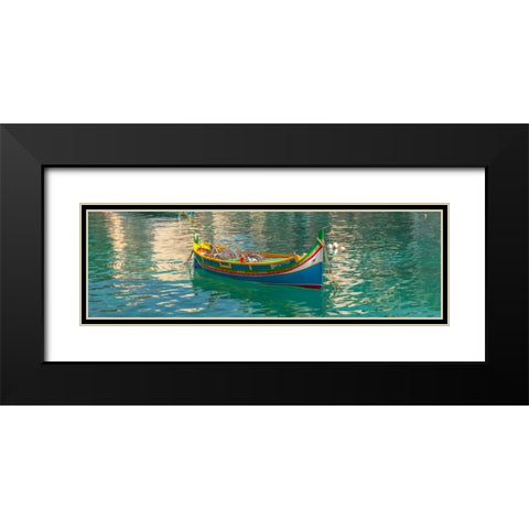 Colorful Maltese boats in St Julians bay, Malta Black Modern Wood Framed Art Print with Double Matting by Frank, Assaf