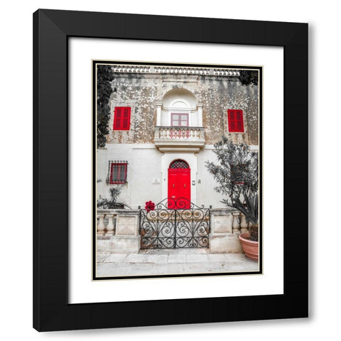 Old Maltese house in Mdina, Malta Black Modern Wood Framed Art Print with Double Matting by Frank, Assaf