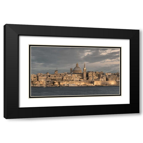 St Pauls Cathedral and Carmelite church at Valetta, Malta Black Modern Wood Framed Art Print with Double Matting by Frank, Assaf