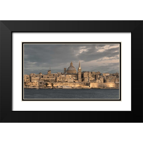St Pauls Cathedral and Carmelite church at Valetta, Malta Black Modern Wood Framed Art Print with Double Matting by Frank, Assaf