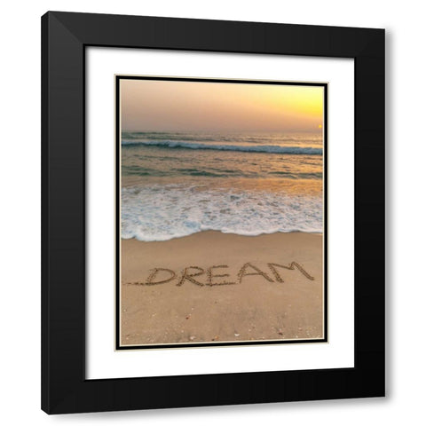 Sand writing - Word Dream written on beach Black Modern Wood Framed Art Print with Double Matting by Frank, Assaf