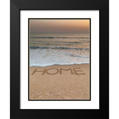Sand writing - Word Home written on beach Black Modern Wood Framed Art Print with Double Matting by Frank, Assaf