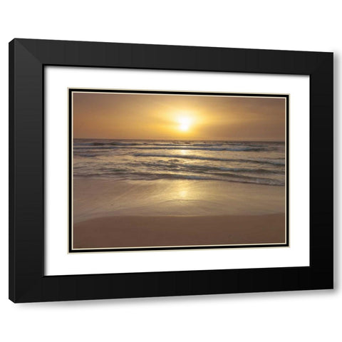 Sunset on the beach Black Modern Wood Framed Art Print with Double Matting by Frank, Assaf