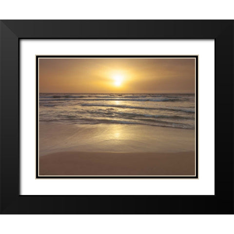 Sunset on the beach Black Modern Wood Framed Art Print with Double Matting by Frank, Assaf