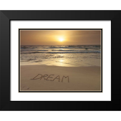Sand writing - Word Dream written on beach Black Modern Wood Framed Art Print with Double Matting by Frank, Assaf
