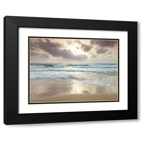 Tranquil beach with cloudscape Black Modern Wood Framed Art Print with Double Matting by Frank, Assaf