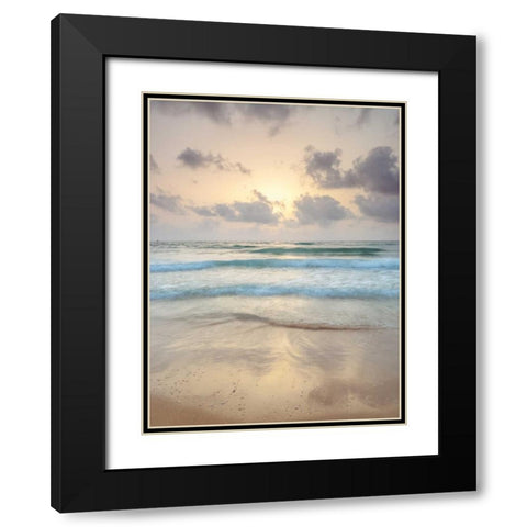 Tranquil beach with cloudscapes Black Modern Wood Framed Art Print with Double Matting by Frank, Assaf