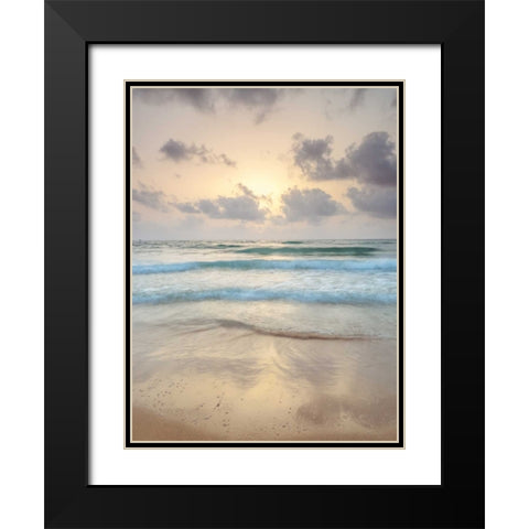 Tranquil beach with cloudscapes Black Modern Wood Framed Art Print with Double Matting by Frank, Assaf