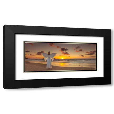 Angel on the beach at sunset Black Modern Wood Framed Art Print with Double Matting by Frank, Assaf