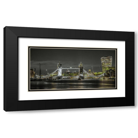 Famous Tower Bridge over River Thames, London, UK, FTBR-1908 Black Modern Wood Framed Art Print with Double Matting by Frank, Assaf