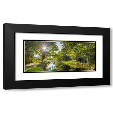 Basingstoke canal in countryside, UK Black Modern Wood Framed Art Print with Double Matting by Frank, Assaf