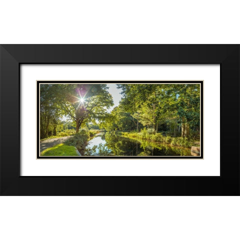 Basingstoke canal in countryside, UK Black Modern Wood Framed Art Print with Double Matting by Frank, Assaf