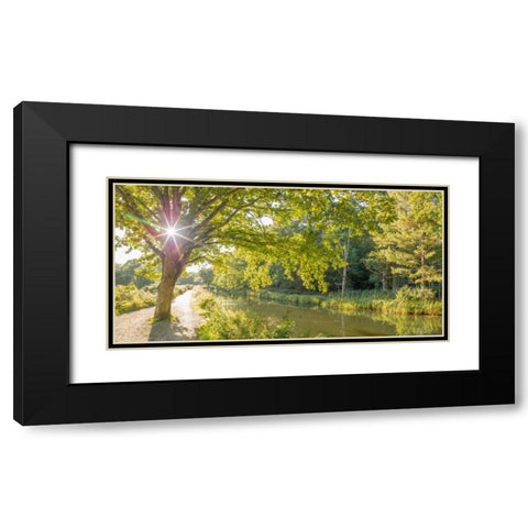 Basingstoke canal in countryside, UK Black Modern Wood Framed Art Print with Double Matting by Frank, Assaf