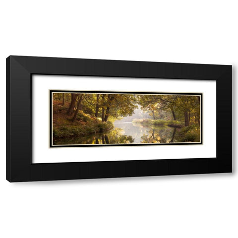 Basingstoke canal in countryside, UK, FTBR-1828 Black Modern Wood Framed Art Print with Double Matting by Frank, Assaf