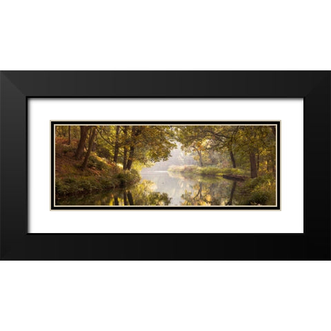 Basingstoke canal in countryside, UK, FTBR-1828 Black Modern Wood Framed Art Print with Double Matting by Frank, Assaf