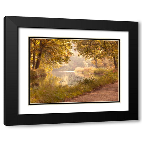 Basingstoke canal in countryside, UK, FTBR-1829 Black Modern Wood Framed Art Print with Double Matting by Frank, Assaf