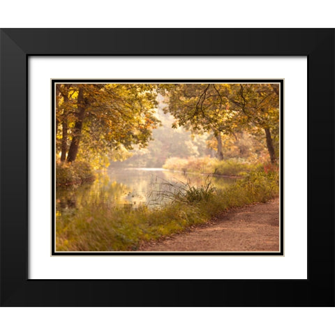 Basingstoke canal in countryside, UK, FTBR-1829 Black Modern Wood Framed Art Print with Double Matting by Frank, Assaf
