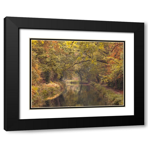 Basingstoke canal in countryside, UK, FTBR-1830 Black Modern Wood Framed Art Print with Double Matting by Frank, Assaf