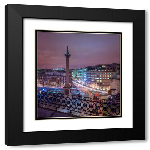Evening view of Trafalgar Square, London, UK Black Modern Wood Framed Art Print with Double Matting by Frank, Assaf
