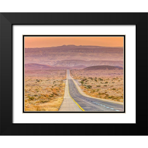 Highway through desert Black Modern Wood Framed Art Print with Double Matting by Frank, Assaf