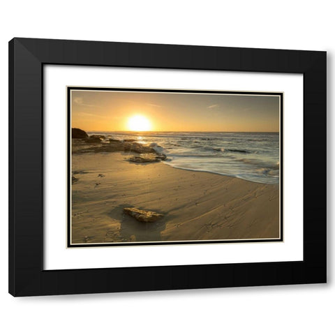 Golden sunset on beach Black Modern Wood Framed Art Print with Double Matting by Frank, Assaf