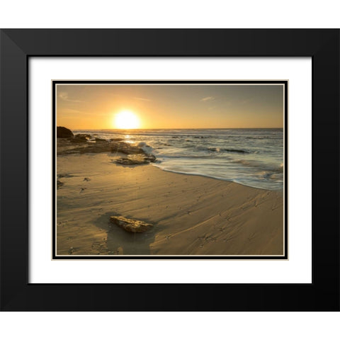 Golden sunset on beach Black Modern Wood Framed Art Print with Double Matting by Frank, Assaf