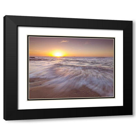 Golden sunset on beach Black Modern Wood Framed Art Print with Double Matting by Frank, Assaf