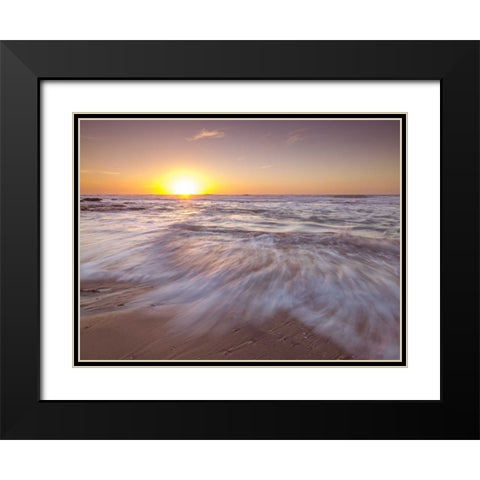 Golden sunset on beach Black Modern Wood Framed Art Print with Double Matting by Frank, Assaf