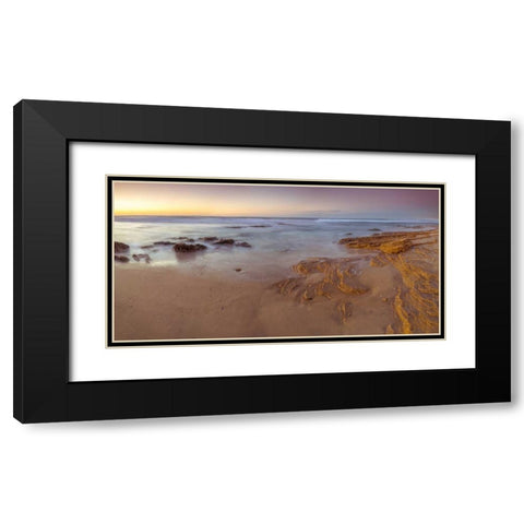 Sunset on rocky beach with colorful sky Black Modern Wood Framed Art Print with Double Matting by Frank, Assaf