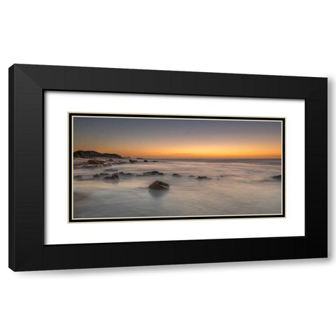 Sunset on rocky beach with colorful sky Black Modern Wood Framed Art Print with Double Matting by Frank, Assaf