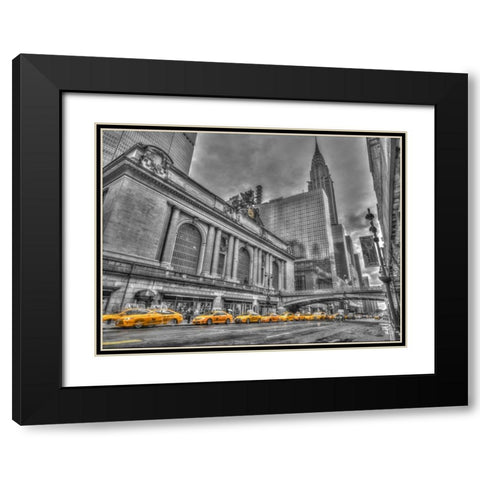 Cab on New York city street Black Modern Wood Framed Art Print with Double Matting by Frank, Assaf
