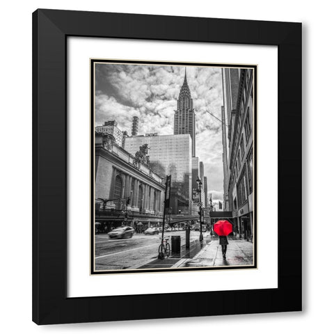 New York city scape with Chrysler Building,FTBR 1854 Black Modern Wood Framed Art Print with Double Matting by Frank, Assaf