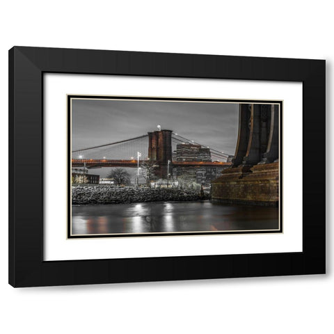 Brooklyn Bridge-New York Black Modern Wood Framed Art Print with Double Matting by Frank, Assaf