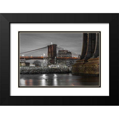 Brooklyn Bridge-New York Black Modern Wood Framed Art Print with Double Matting by Frank, Assaf
