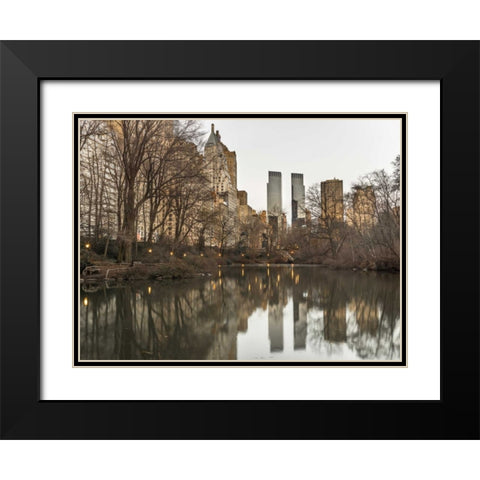 Central park with Manhattan skyline, New York Black Modern Wood Framed Art Print with Double Matting by Frank, Assaf