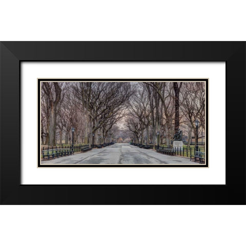 Pathway through Central park, New York Black Modern Wood Framed Art Print with Double Matting by Frank, Assaf