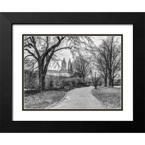 Central park with Manhattan skyline, New York Black Modern Wood Framed Art Print with Double Matting by Frank, Assaf