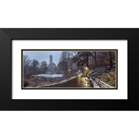 Central park with Manhattan skyline, New York Black Modern Wood Framed Art Print with Double Matting by Frank, Assaf