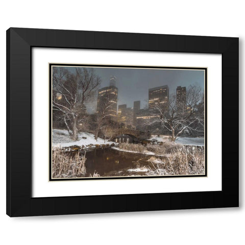 Central park with Manhattan skyline, New York Black Modern Wood Framed Art Print with Double Matting by Frank, Assaf
