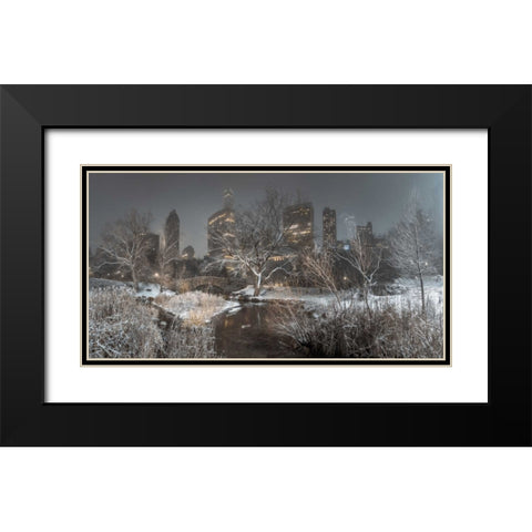 Central park with Manhattan skyline, New York Black Modern Wood Framed Art Print with Double Matting by Frank, Assaf