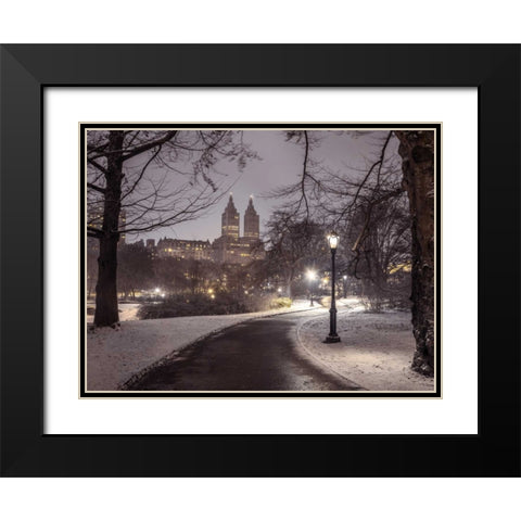 Central park with Manhattan skyline, New York Black Modern Wood Framed Art Print with Double Matting by Frank, Assaf