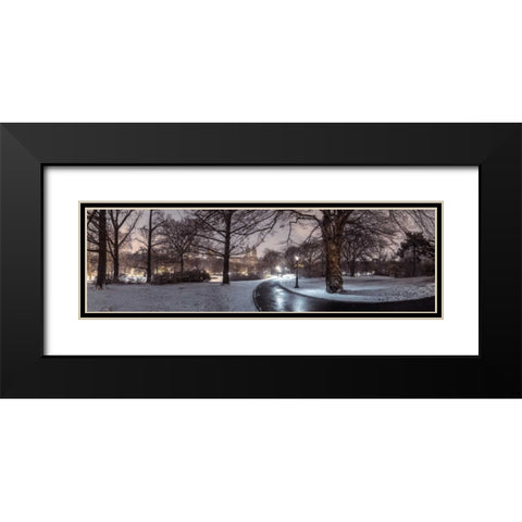 Central park with Manhattan skyline, New York Black Modern Wood Framed Art Print with Double Matting by Frank, Assaf