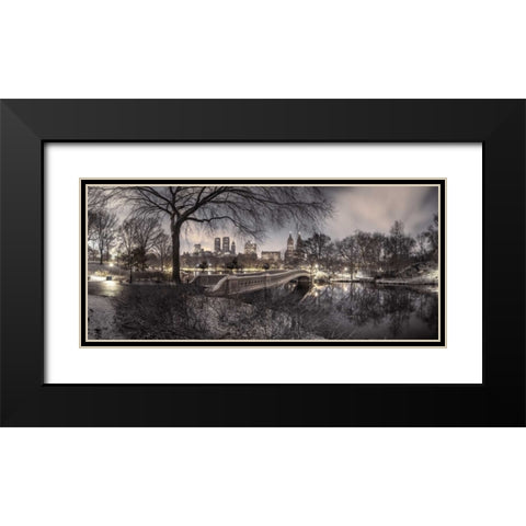Central park with Manhattan skyline, New York Black Modern Wood Framed Art Print with Double Matting by Frank, Assaf