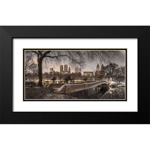 Central park with Manhattan skyline, New York Black Modern Wood Framed Art Print with Double Matting by Frank, Assaf