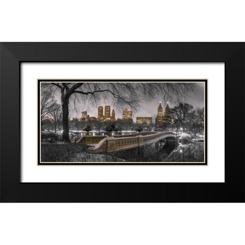 Central park with Manhattan skyline, New York Black Modern Wood Framed Art Print with Double Matting by Frank, Assaf
